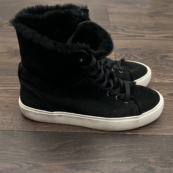 Add Bevan lace up sneakers, black, suede, fur lining - Picture 4 of 7